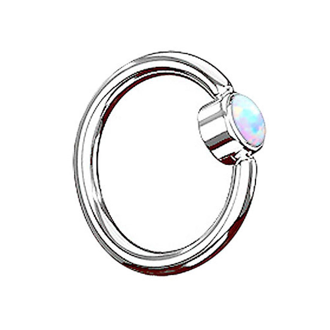 Taffstyle Nasenpiercing BCR Tragus Piercing Klemmring Flache Kugel Opal, BCR Piercing Klemmring